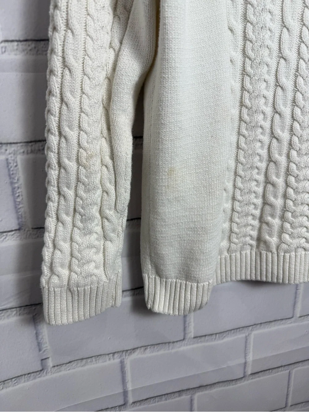Gymboree boys ivory Cable Knit Sweater Size 12 100% Cotton Mock Neck